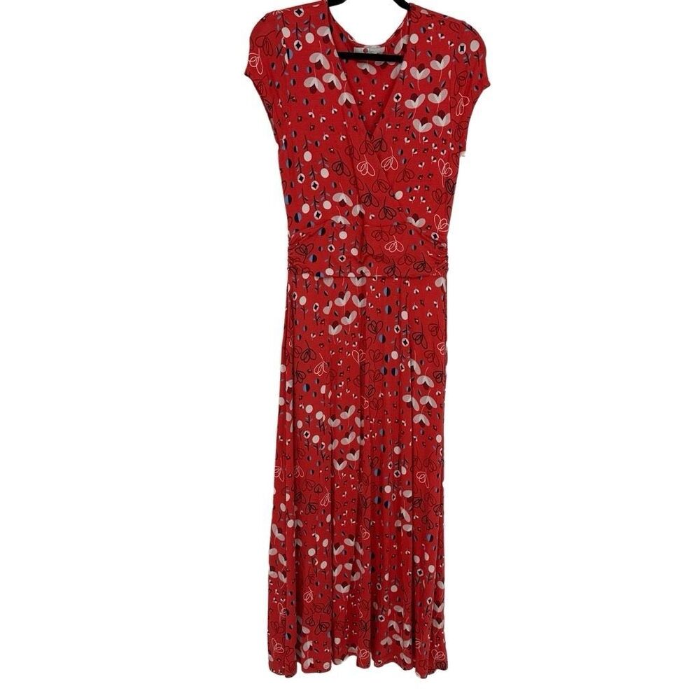 Boden Lily Jersey Floral Maxi Dress Size 6R Forest Peony Short Sleeve Stretchy